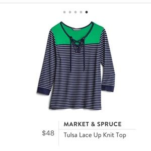 Market & Spruce Tulsa Lace Up Knit Top